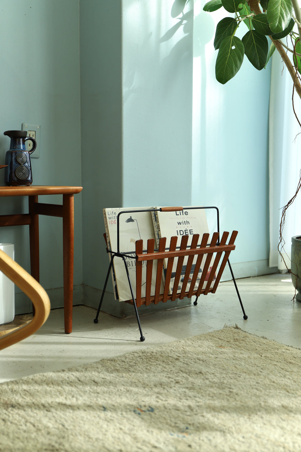 Danish Vintage Magazine Rack Teak Iron/デンマークヴィンテージ マガジンラック チーク材 アイアン 北欧インテリア