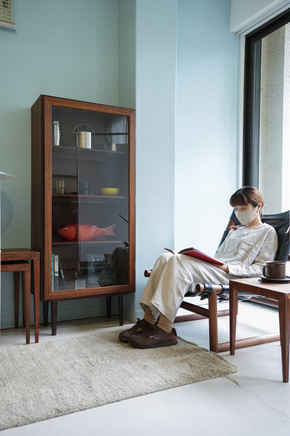 Danish Vintage Omann Jun Møbelfabrik Rosewood Glass Cabinet/デンマークヴィンテージ オマーン・ユン ガラスキャビネット ローズウッド材 北欧家具