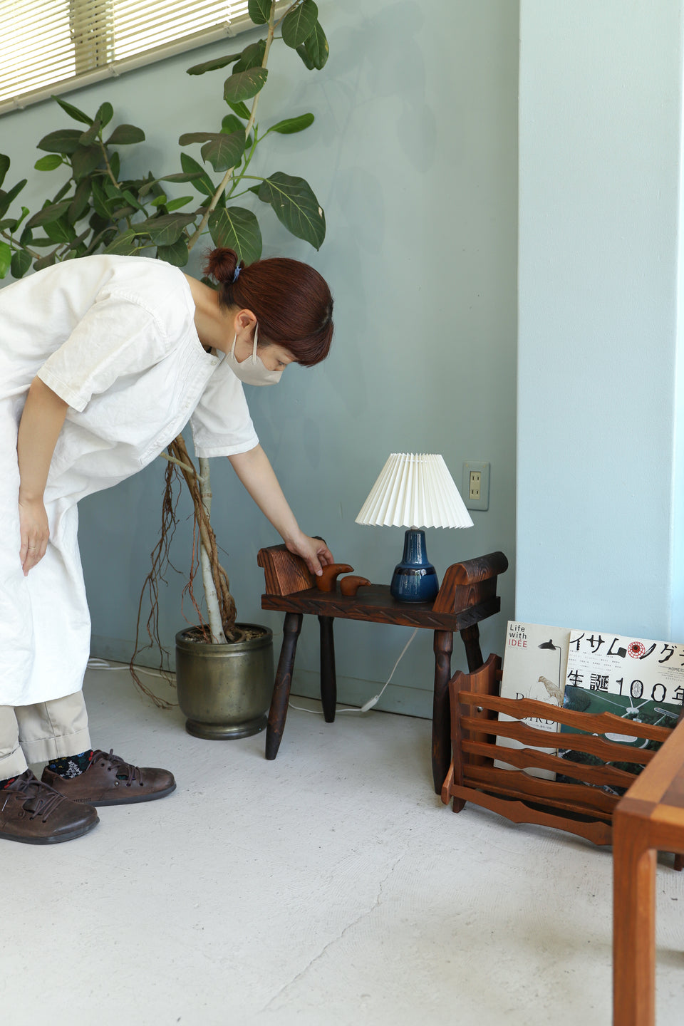 Euro Vintage Side Table with Handle/ヨーロッパヴィンテージ サイドテーブル 持ち手付き