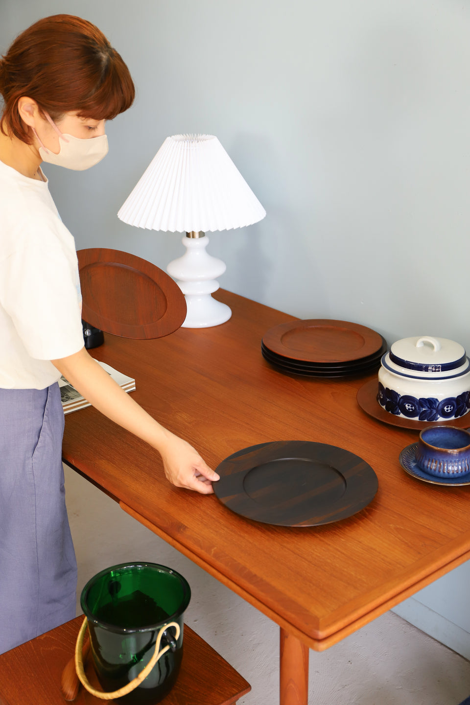 Danish Vintage Wooden Plate Round Tray/デンマークヴィンテージ 木製プレート トレイ チーク材 ローズウッド材 北欧雑貨