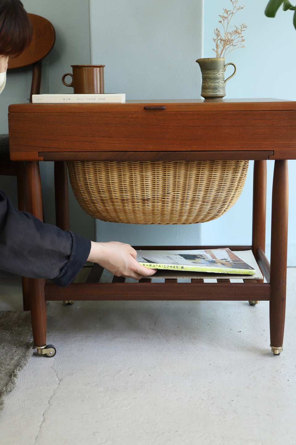 Danish Vintage Sewing Table Wagon Ejvind A. Johansson R101/デンマークヴィンテージ  ソーイング テーブル ワゴン