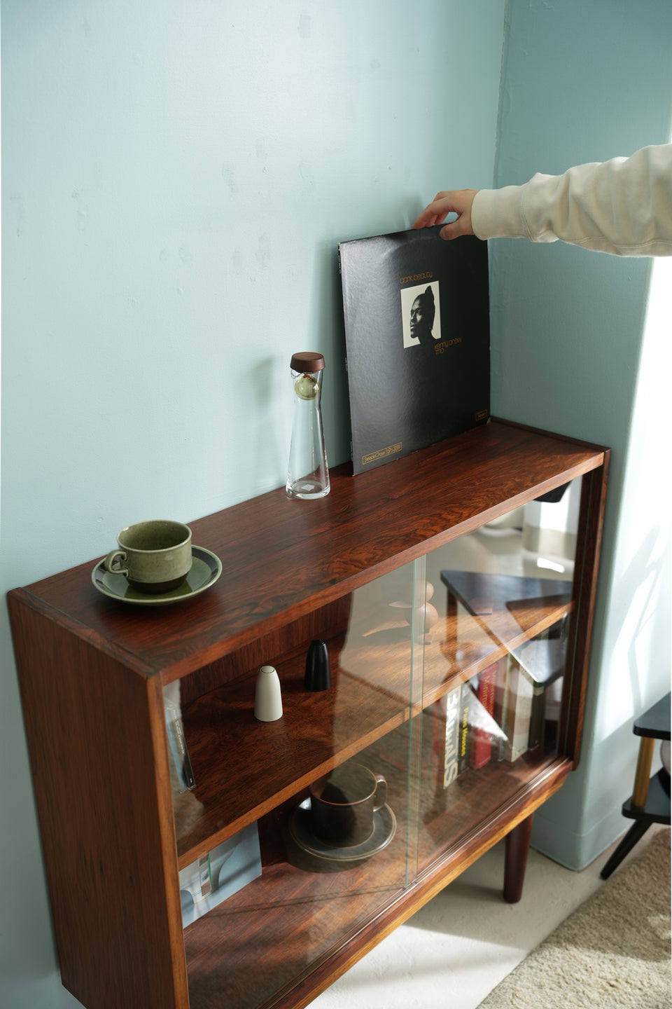 Rosewood Glass Cabinet Shelf Danish Vintage/デンマークヴィンテージ ガラスキャビネット シェルフ ローズウッド 北欧家具