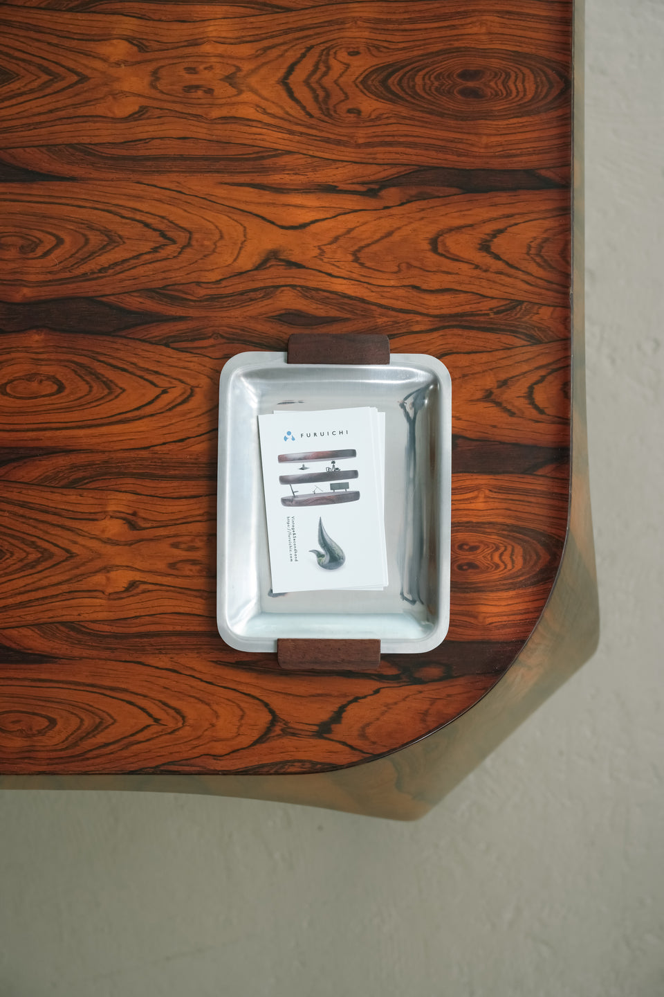 Swedish Vintage Rosewood Stainless Tray/スウェーデンヴィンテージ ステンレストレイ ローズウッド 北欧インテリア