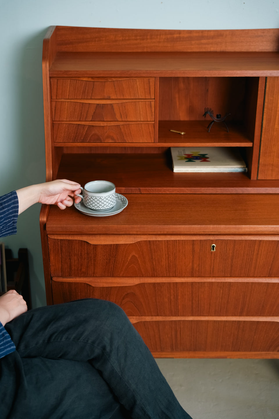 Teak Writing Bureau with Mirror Danish Vintage/デンマークヴィンテージ ライティングビューロー ドレッサー チーク材