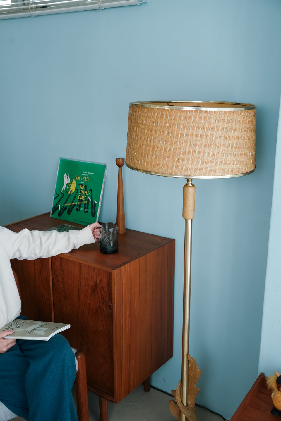 US Vintage Hand-Carved Floor Stand Light/アメリカヴィンテージ フロアスタンド ライト ミッドセンチュリー
