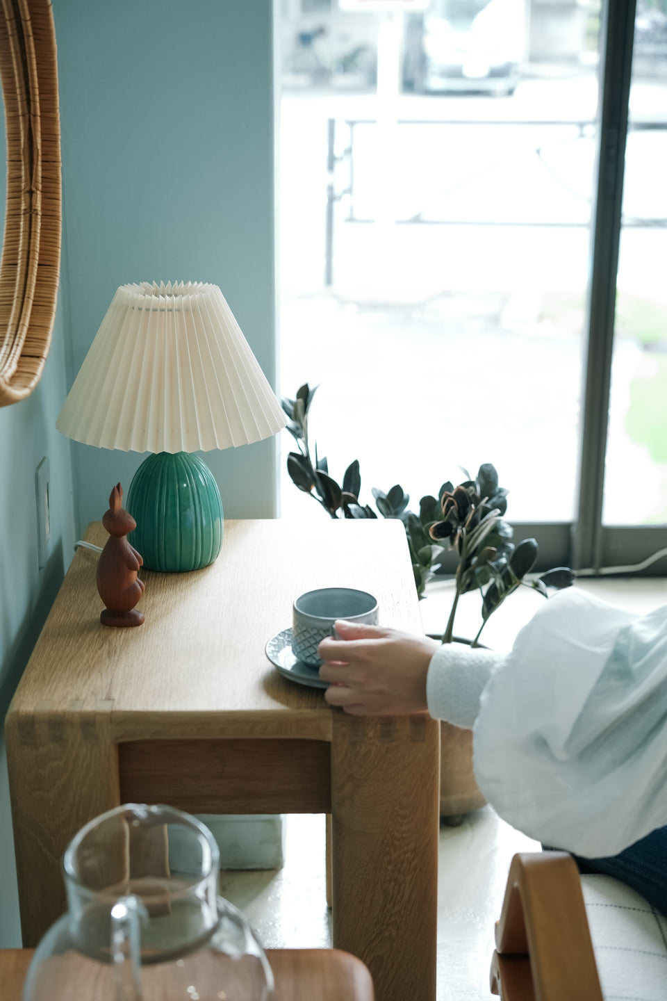 Danish Vintage Green Ceramic Table Lamp/デンマークヴィンテージ テーブルランプ 照明