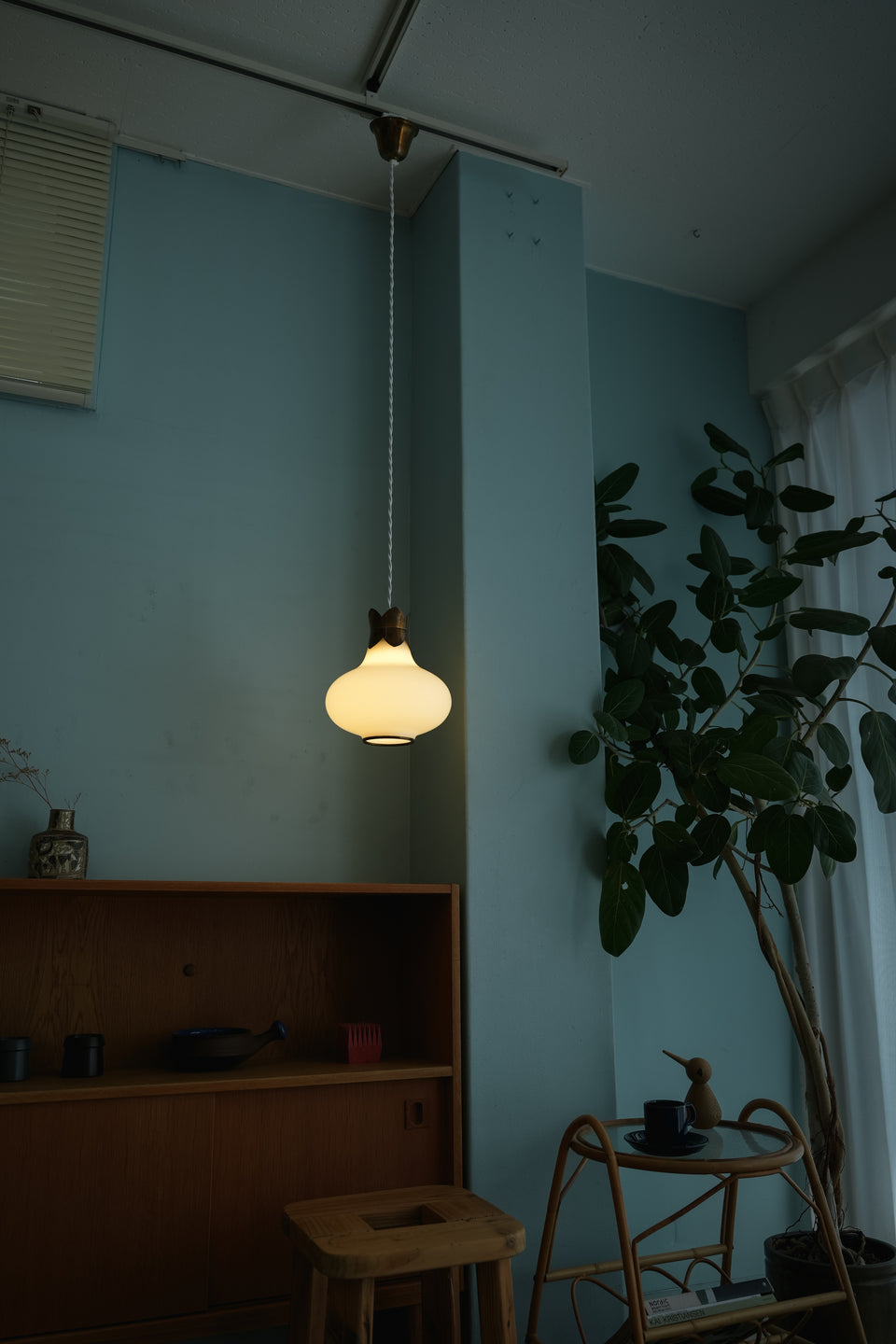 Danish Vintage Frost Glass & Brass Pendant Light/デンマークヴィンテージ ペンダントライト フロストガラス 真鍮 北欧インテリア