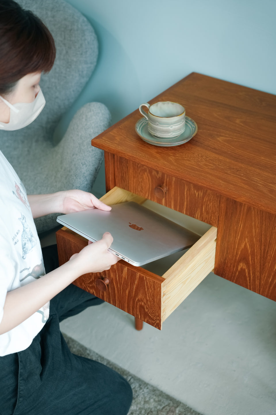Danish Vintage Teak Sewing Table Wagon/デンマークヴィンテージ ソーイングテーブル ワゴン チーク材
