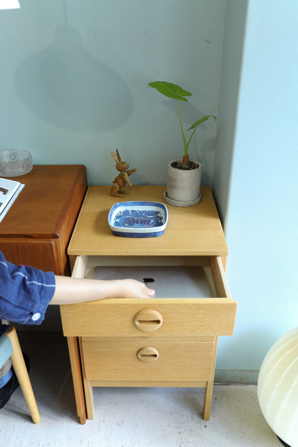 Swedish Vintage Oak Side Chest 4drawer/スウェーデンヴィンテージ サイドチェスト 4段 北欧家具