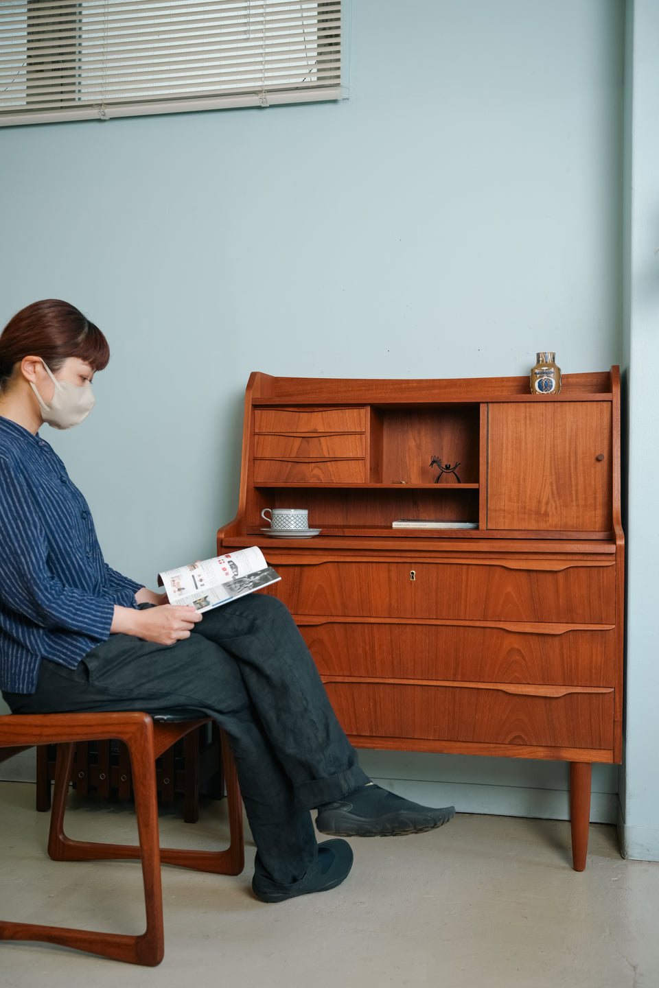 Teak Writing Bureau with Mirror Danish Vintage/デンマークヴィンテージ ライティングビューロー ドレッサー チーク材