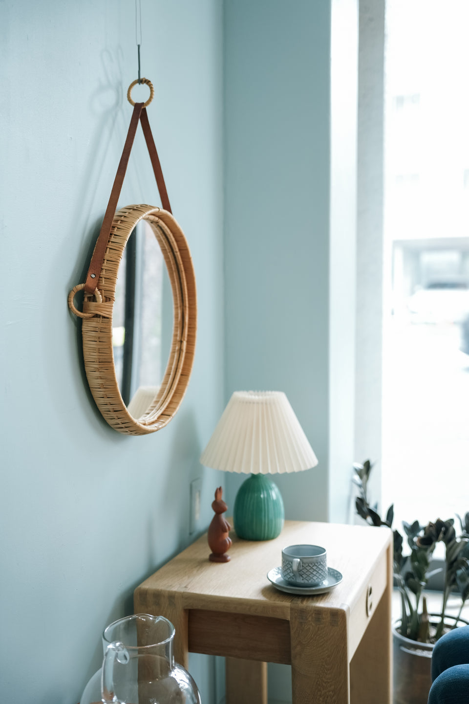 Swedish Vintage Rattan Frame Wall Mirror Bengt Ruda/スウェーデンヴィンテージ ウォールミラー ラタンフレーム
