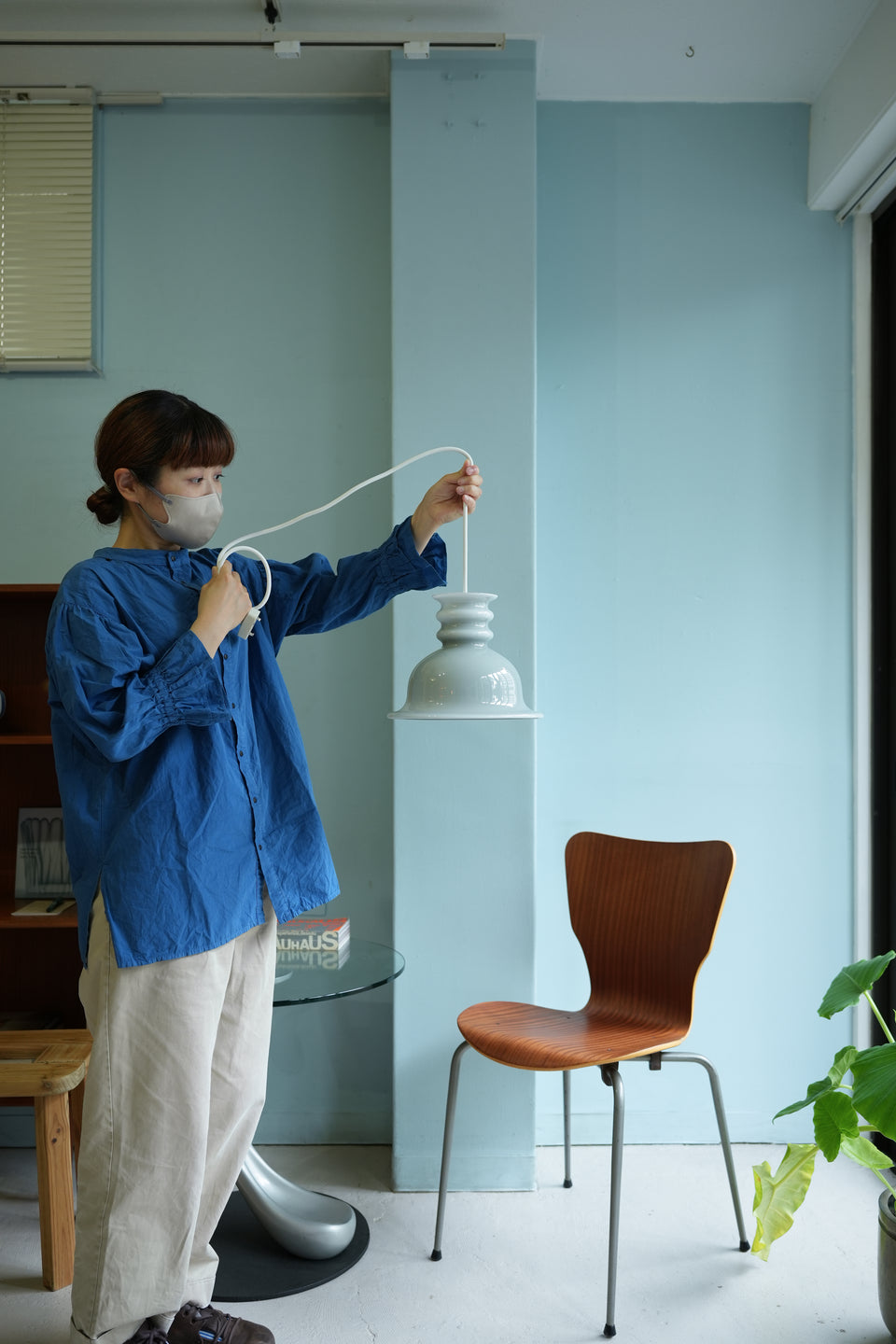 Danish Vintage Kro Holmegaard Pendant Light Gray/デンマークヴィンテージ ホルムガード グレー ペンダントライト 照明