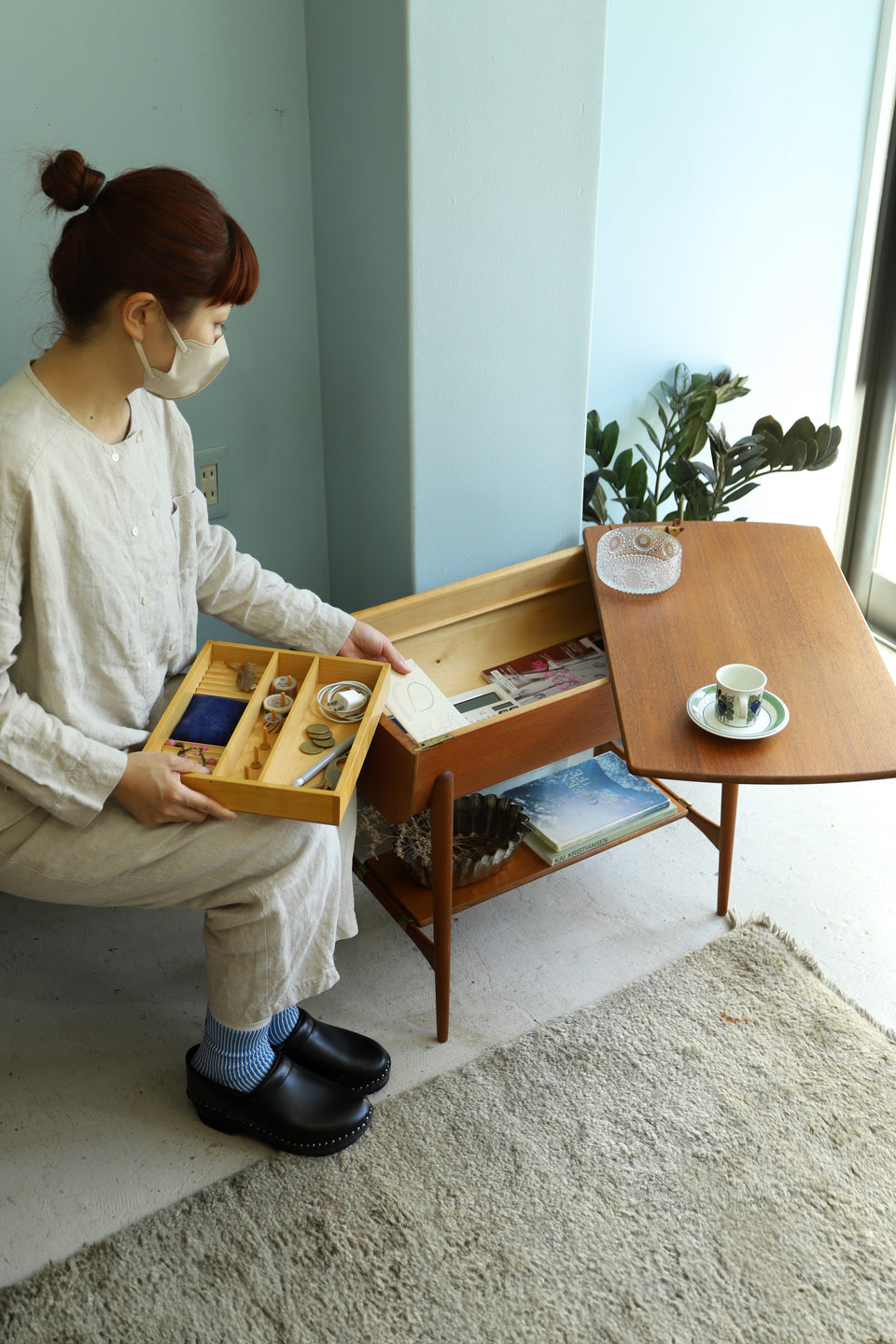 Danish Vintage Sewing Side Table/デンマークヴィンテージ ソーイングテーブル 北欧家具