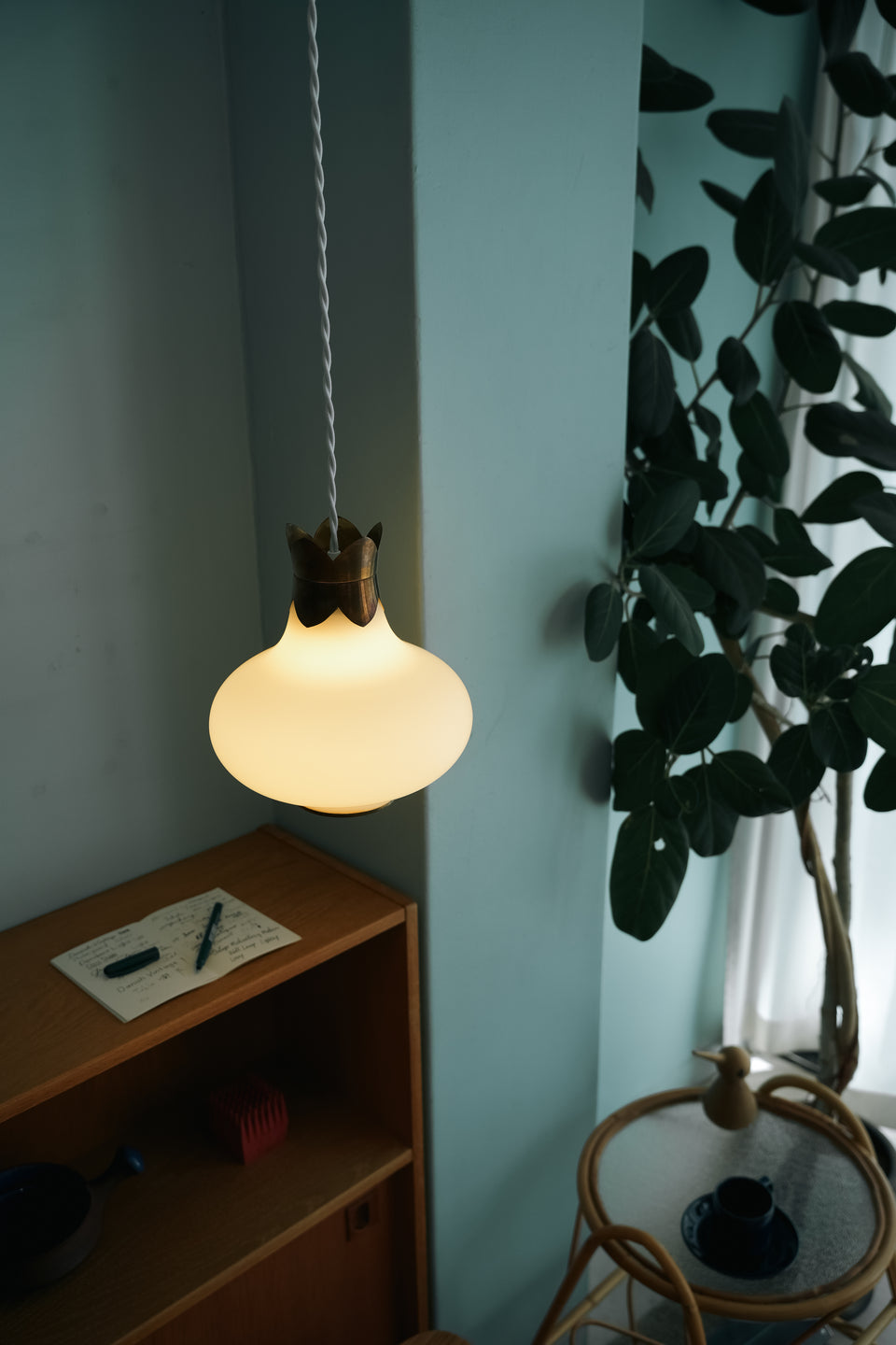 Danish Vintage Frost Glass & Brass Pendant Light/デンマークヴィンテージ ペンダントライト フロストガラス 真鍮 北欧インテリア