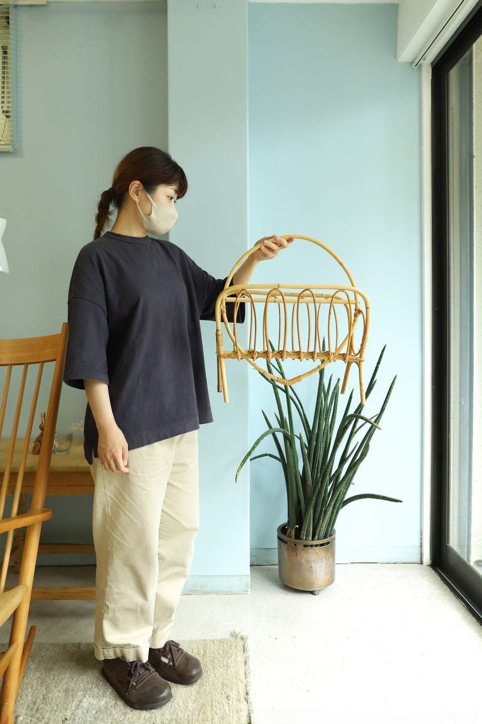 Euro Vintage Rattan Magazine Rack/ヨーロッパヴィンテージ ラタン マガジンラック