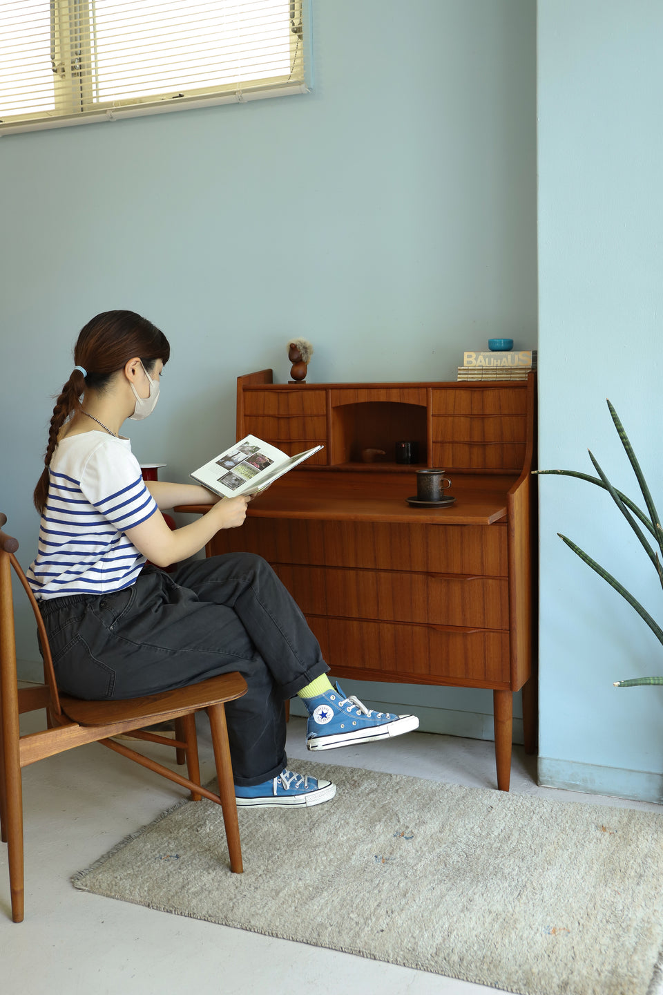 Danish Vintage Writing Bureau with Mirror/デンマークヴィンテージ ライティングビューロー ミラー付き 北欧家具