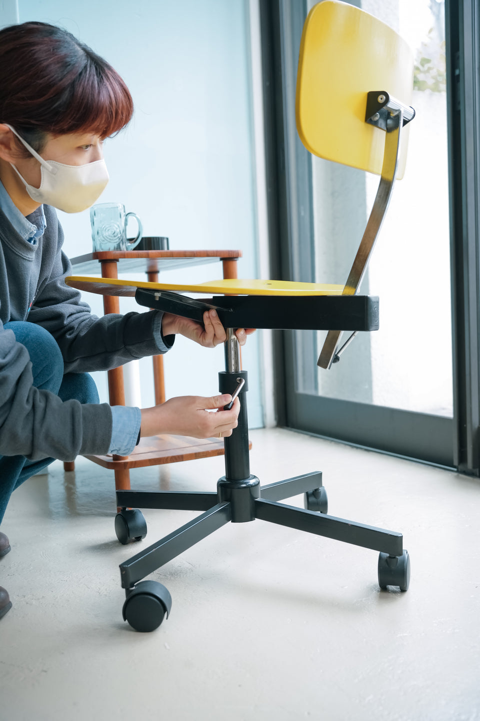 Vintage Rabami Chair STOLE-112 Yellow/デンマークヴィンテージ ラバミ キャスターチェア4本脚 北欧デザイン