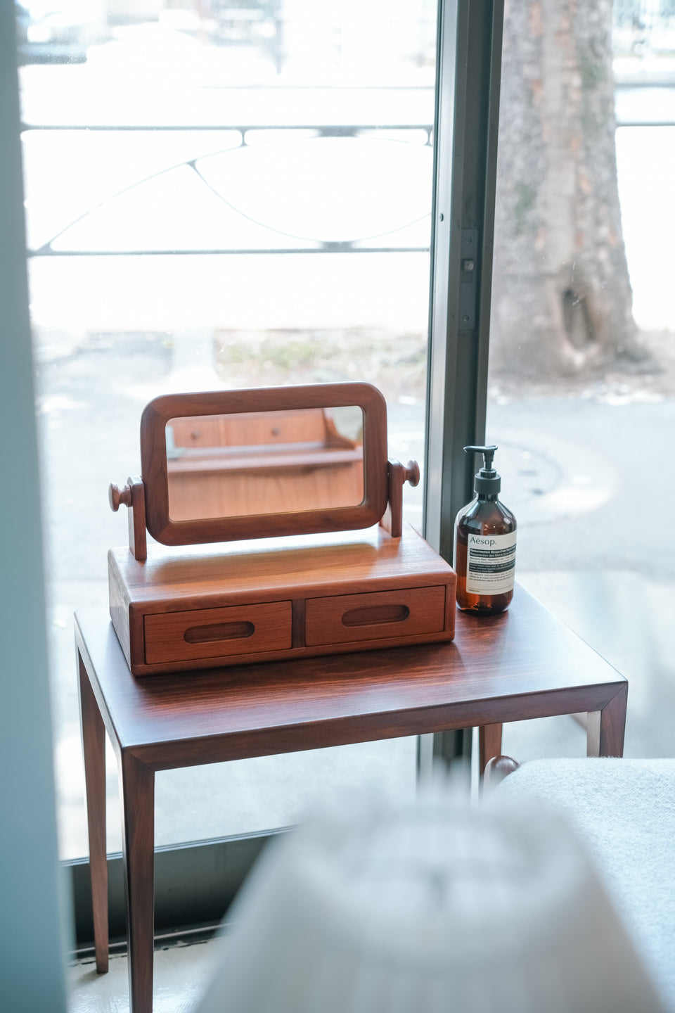 ヴィンテージ 卓上ミラー 引き出し付 チーク材/Vintage Teak Tabletop