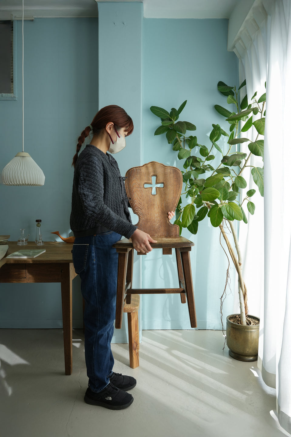 Vintage Wooden Hole Chair/ヴィンテージ ホールチェア オーク材 椅子