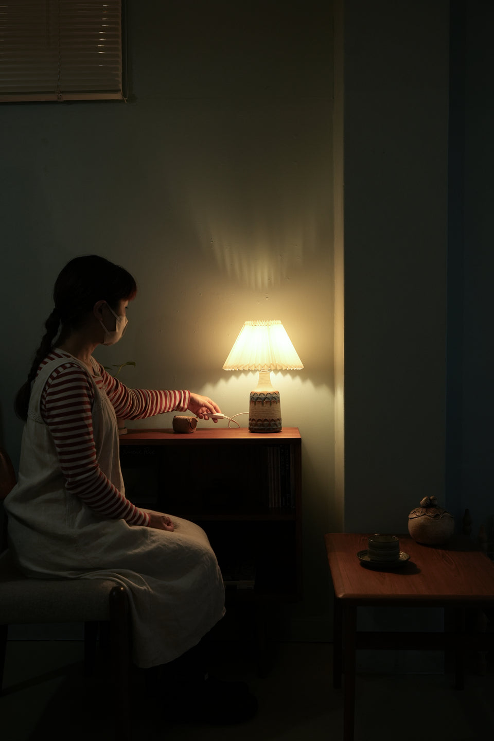 Soholm Table Lamp Beige&Blue Danish Vintage/デンマークヴィンテージ スーホルム テーブルランプ