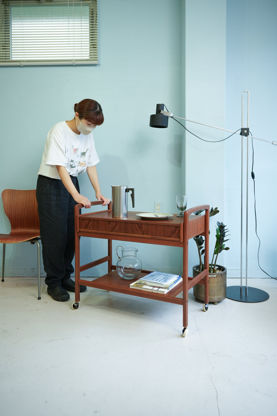 Danish Vintage Serving Trolley Wagon/デンマークヴィンテージ サービングトロリー ワゴン チーク材 北欧家具