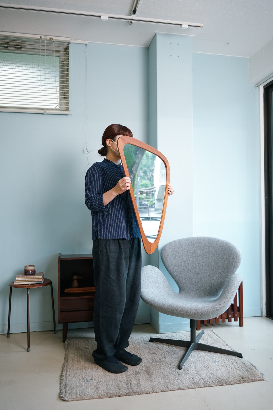 Danish Vintage M. J. Spejle Wall Mirror/デンマークヴィンテージ ウォールミラー チーク材