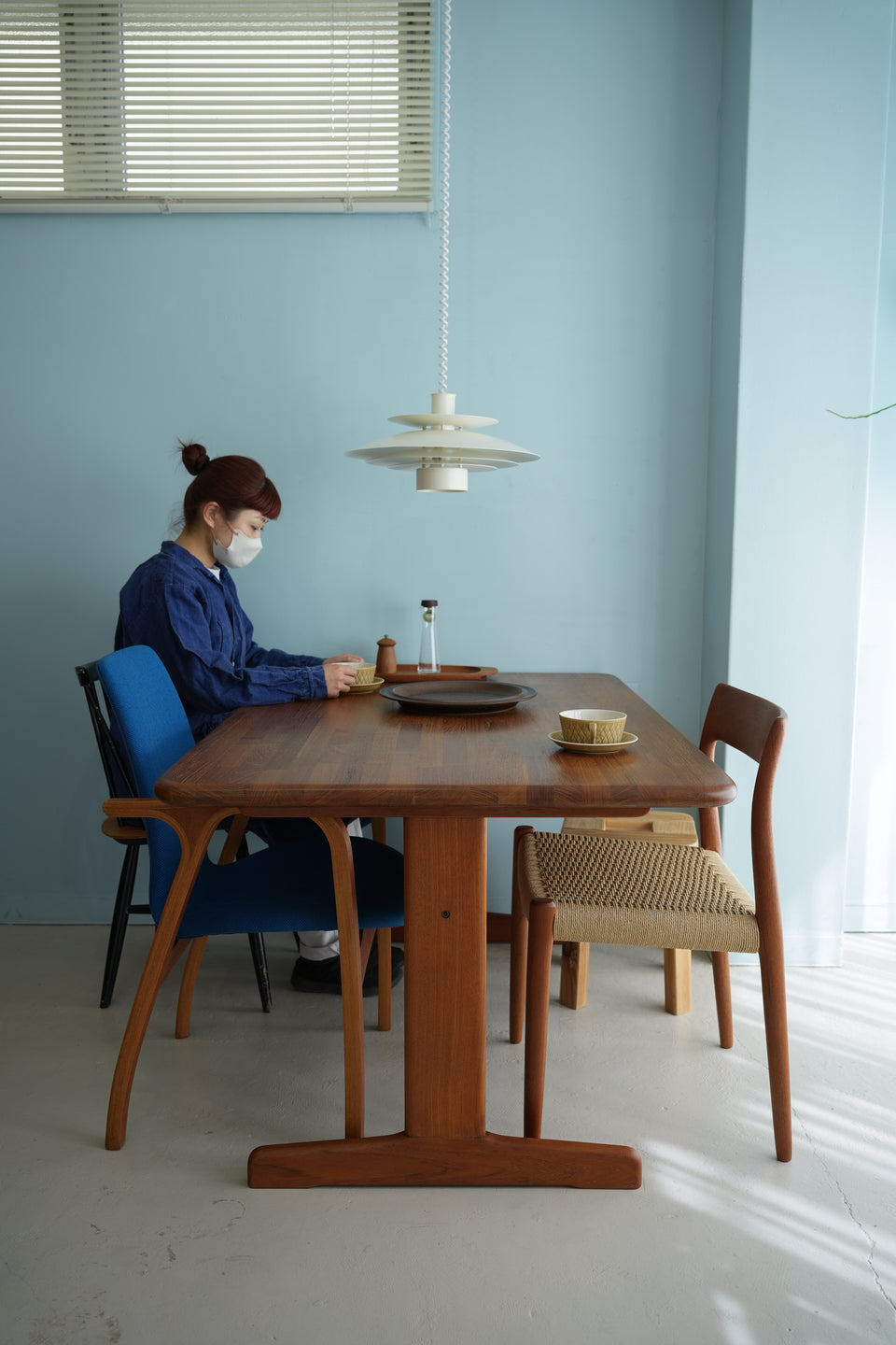 Japanese Vintage Teakwood Dining Table/ジャパンヴィンテージ ダイニングテーブル チーク集成材 北欧モダン

