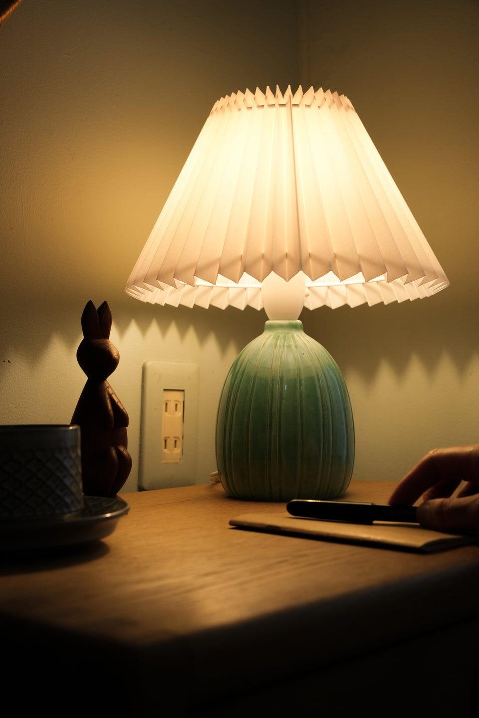 Danish Vintage Green Ceramic Table Lamp/デンマークヴィンテージ テーブルランプ 照明