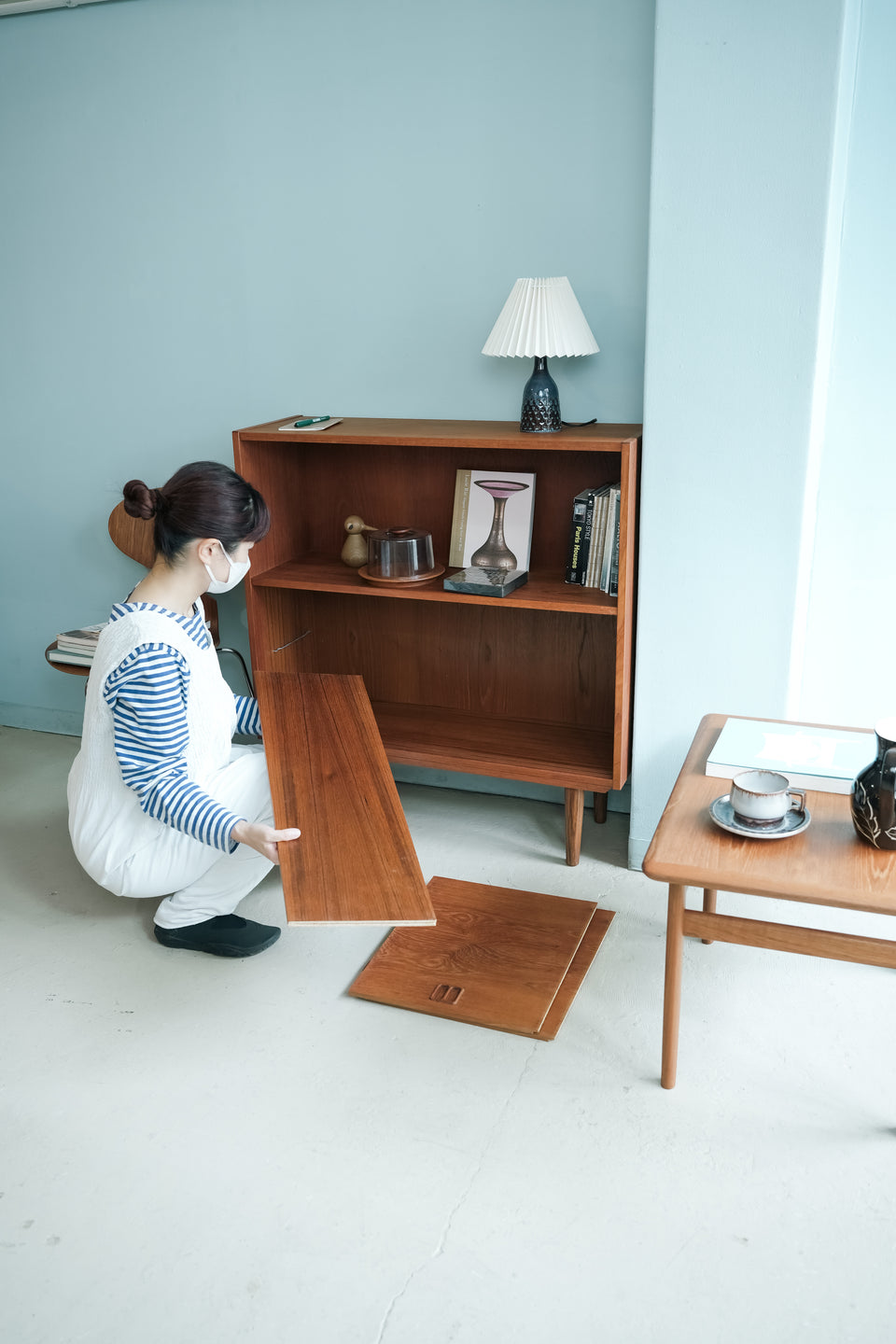 Teak Bookcase with Slide Door Danish Vintage/デンマークヴィンテージ ブックケース 扉付き チーク材