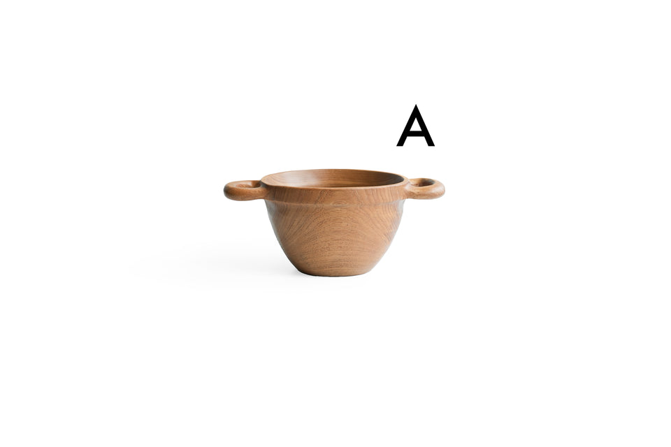 Solid Teak Serving Bowl with Handles/チーク材 ハンドル付きサービングボウル