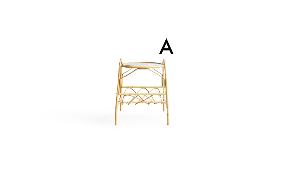 Glass Top Rattan Side Table Danish Vintage/デンマークヴィンテージ ガラストップ ラタンサイドテーブル 北欧家具