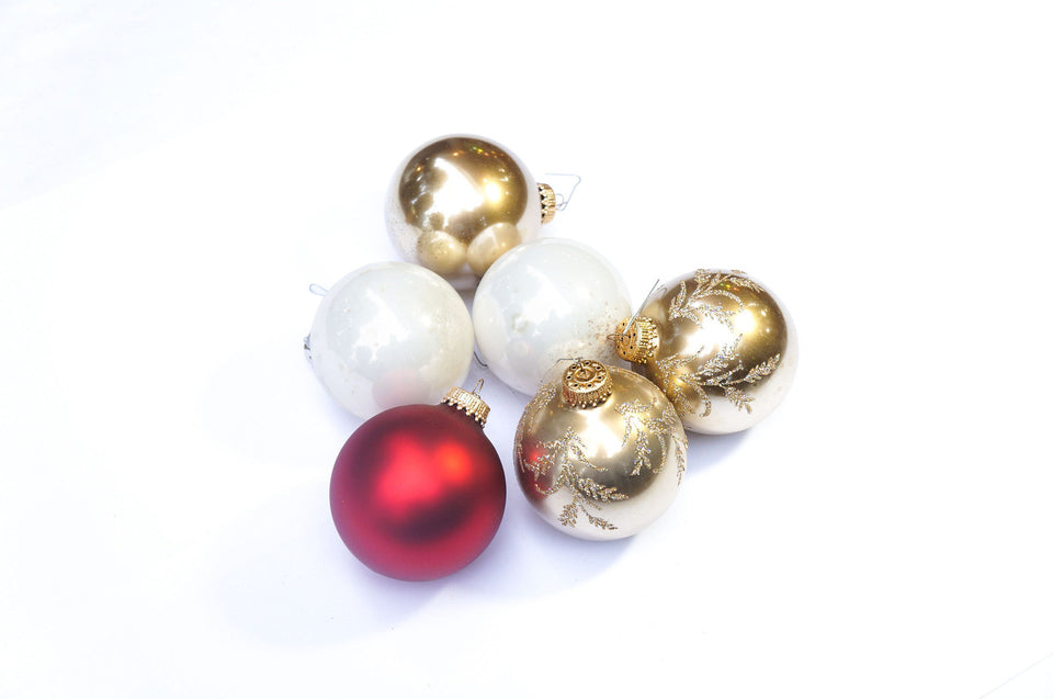 Vintage Blown Glass Christmas Ball Ornament 6個セット 8