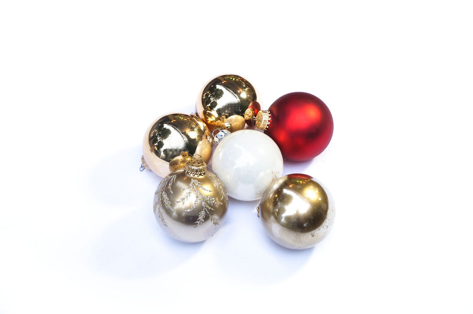 Vintage Blown Glass Christmas Ball Ornament 6個セット 6