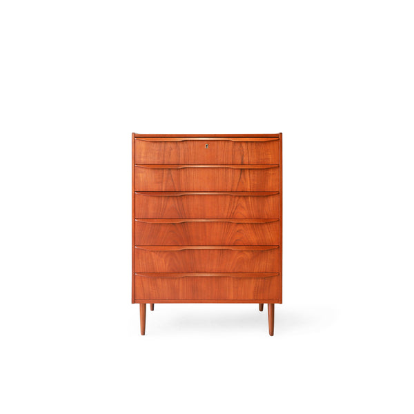 デンマークヴィンテージ ハイチェスト 6段 北欧家具 チーク材/6Drawer