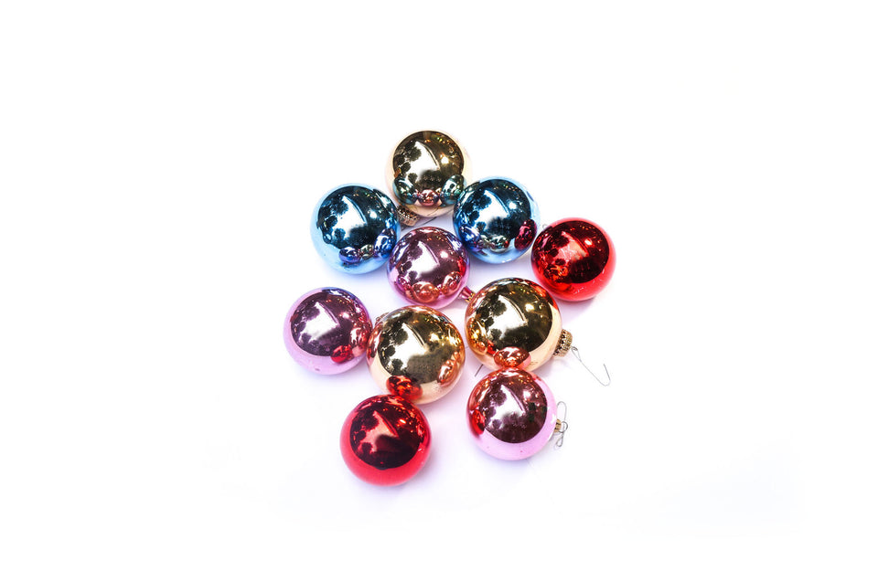 Vintage Blown Glass Christmas Ball Ornament 10個セット 1