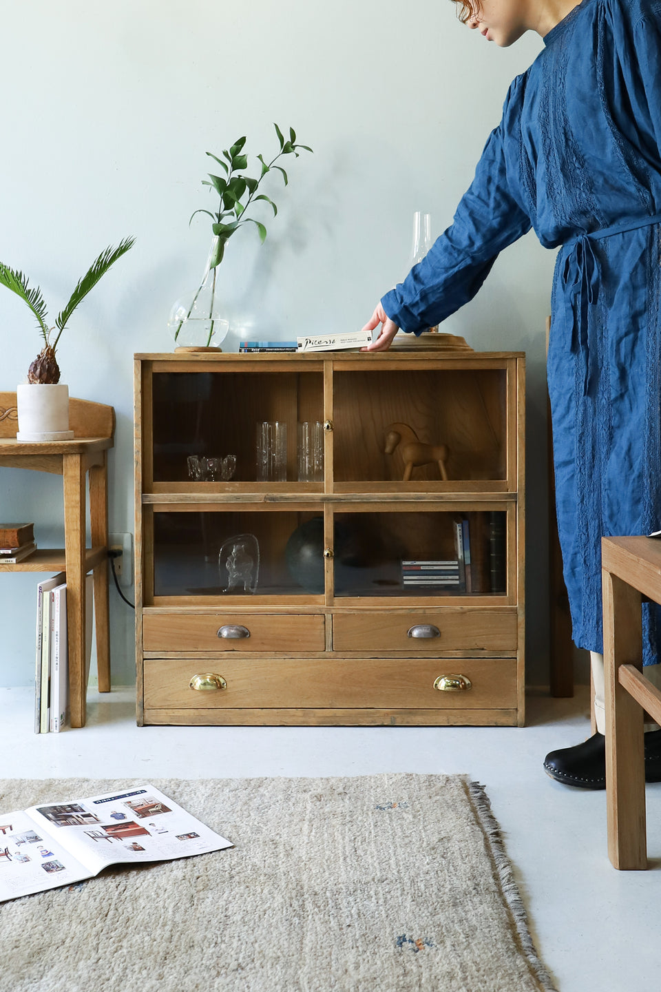 Japanese Vintage Tea Cabinet/ジャパンヴィンテージ 茶箪笥 食器棚 カップボード 収納 昭和レトロ モダン