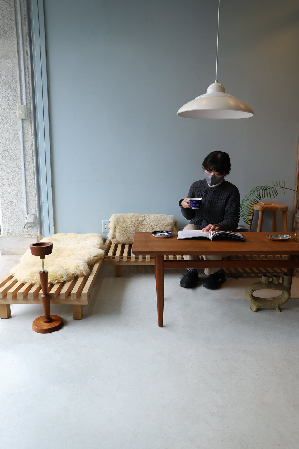 Charlotte Perriand Style Wooden Slit Low Bench/スリット ローベンチ 木製 シャルロット・ペリアン スタイル