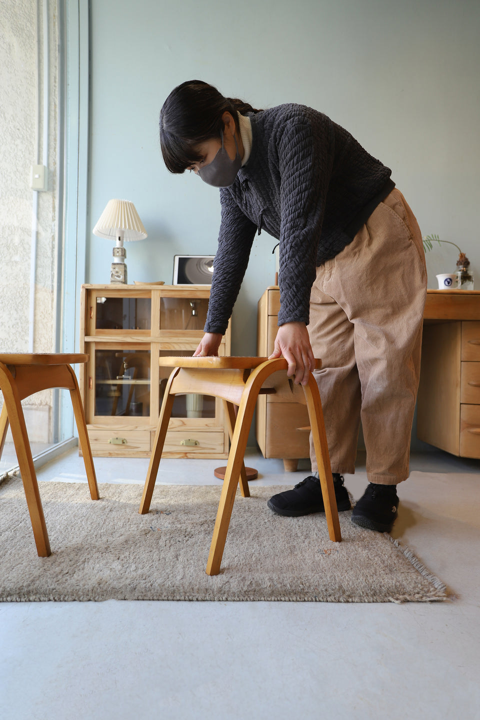 秋田木工 剣持勇 スタッキングスツール ホワイト系 - スツール