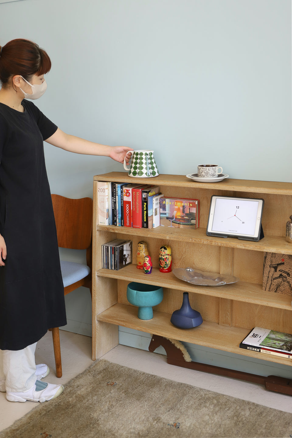 Japanese Vintage Wooden Slim Book Shelf/ジャパンヴィンテージ 木製 ブックシェルフ 本棚 レトロモダン