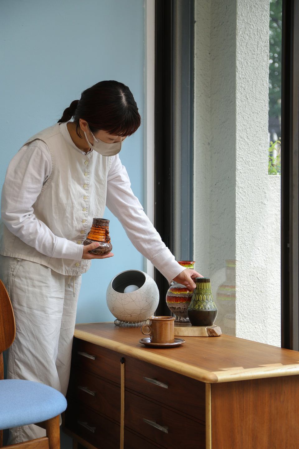 Japanese Vintage Style Flower Vase ヴィンテージ 和モダン 水盤 北欧 ミッドセンチュリー デザイン フラワーベース 花瓶 花器 035