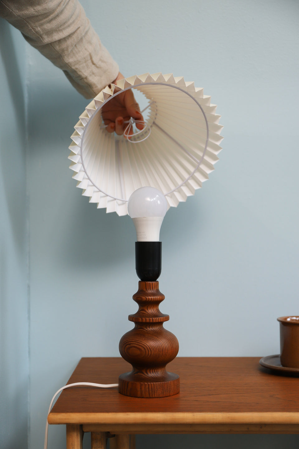 Scandinavian Vintage Pinewood Table Lamp/北欧ヴィンテージ パイン材 テーブルランプ 間接照明