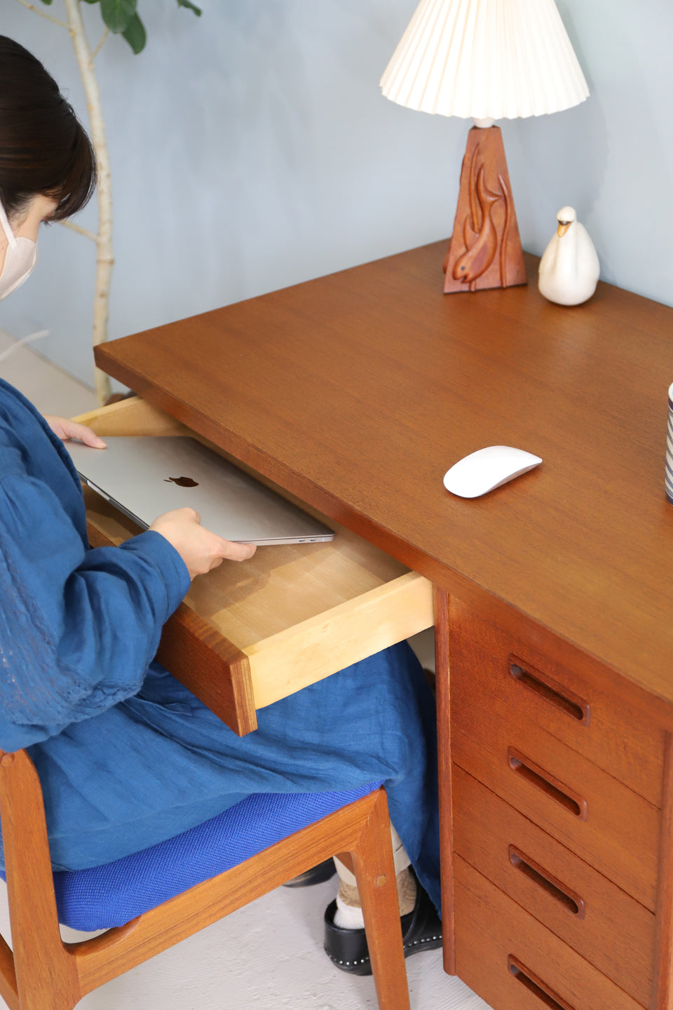 Japanese Vintage Single Pedestal Desk Teakwood/ジャパンヴィンテージ 片袖デスク チーク材 机 北欧スタイル