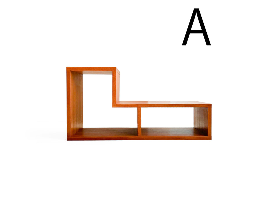 【A】Teakwood L-shaped Open Shelf/チーク材 L字型 スライド オープンシェルフ テレビボード 収納家具
