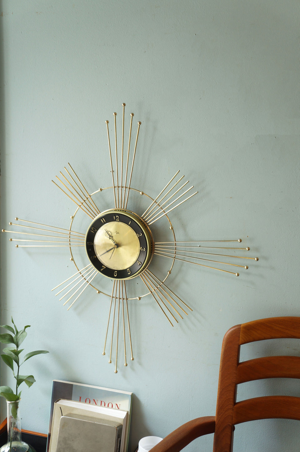 US Vintage Lux Sunburst Wall Clock/アメリカヴィンテージ サンバースト ウォールクロック 壁掛け時計