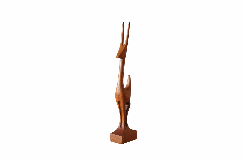 Danish Vintage Arne Basse Teakwood Sculpture ガゼル