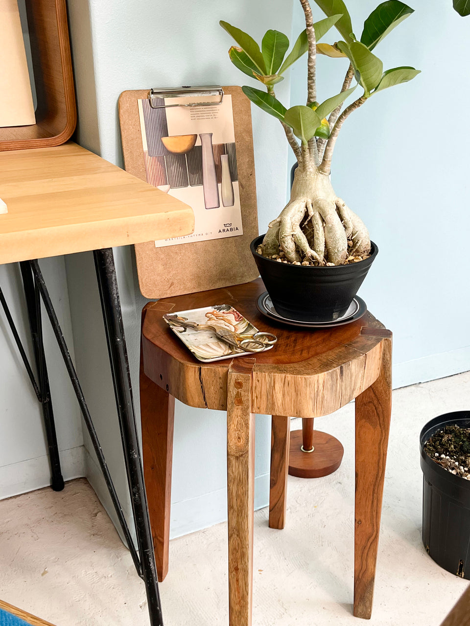 Solid Wood Side Table Floor Stand/無垢材 サイドテーブル 花台 一枚板