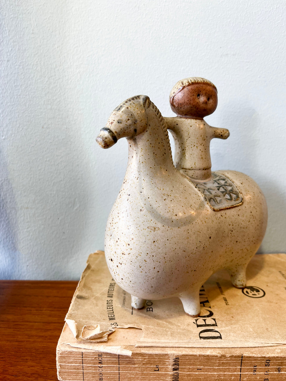 Japanese Vintage Pottery “Boy on Horse”/ジャパンヴィンテージ 陶器 馬に乗った男の子 置物 北欧スタイル