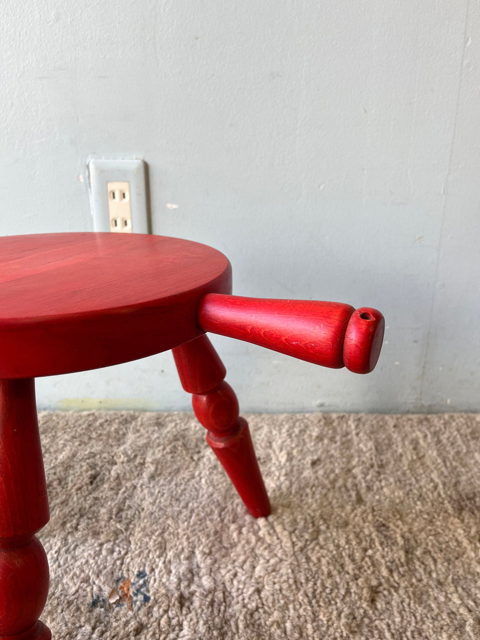 HIDA Milk Stool Red Japanese Modern/飛騨産業 ミルクスツール キツツキマーク 花台 椅子 ヴィンテージ