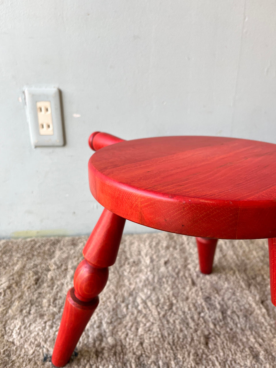 HIDA Milk Stool Red Japanese Modern/飛騨産業 ミルクスツール キツツキマーク 花台 椅子 ヴィンテージ