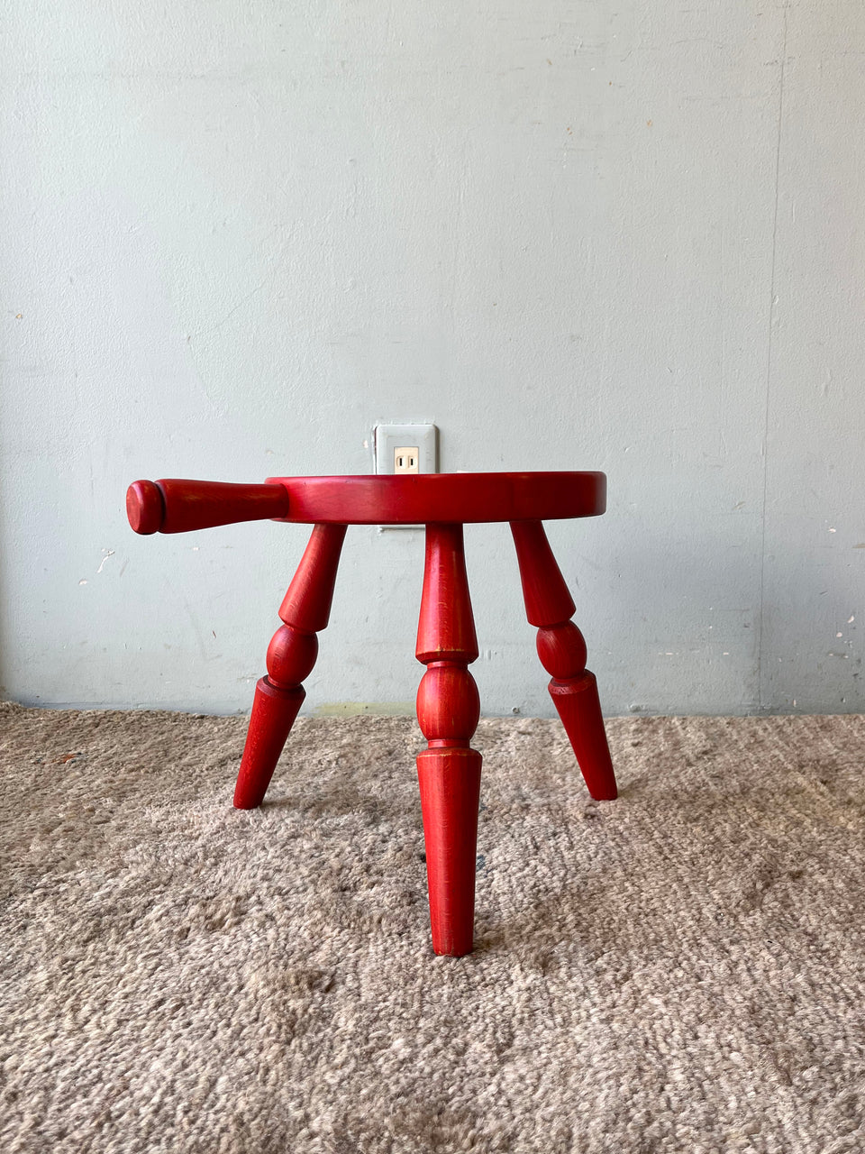 HIDA Milk Stool Red Japanese Modern/飛騨産業 ミルクスツール キツツキマーク 花台 椅子 ヴィンテージ